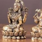 Brass Superfine Ganesha Lakshmi Idols - 3" Height | Intricate Lightweight Duo